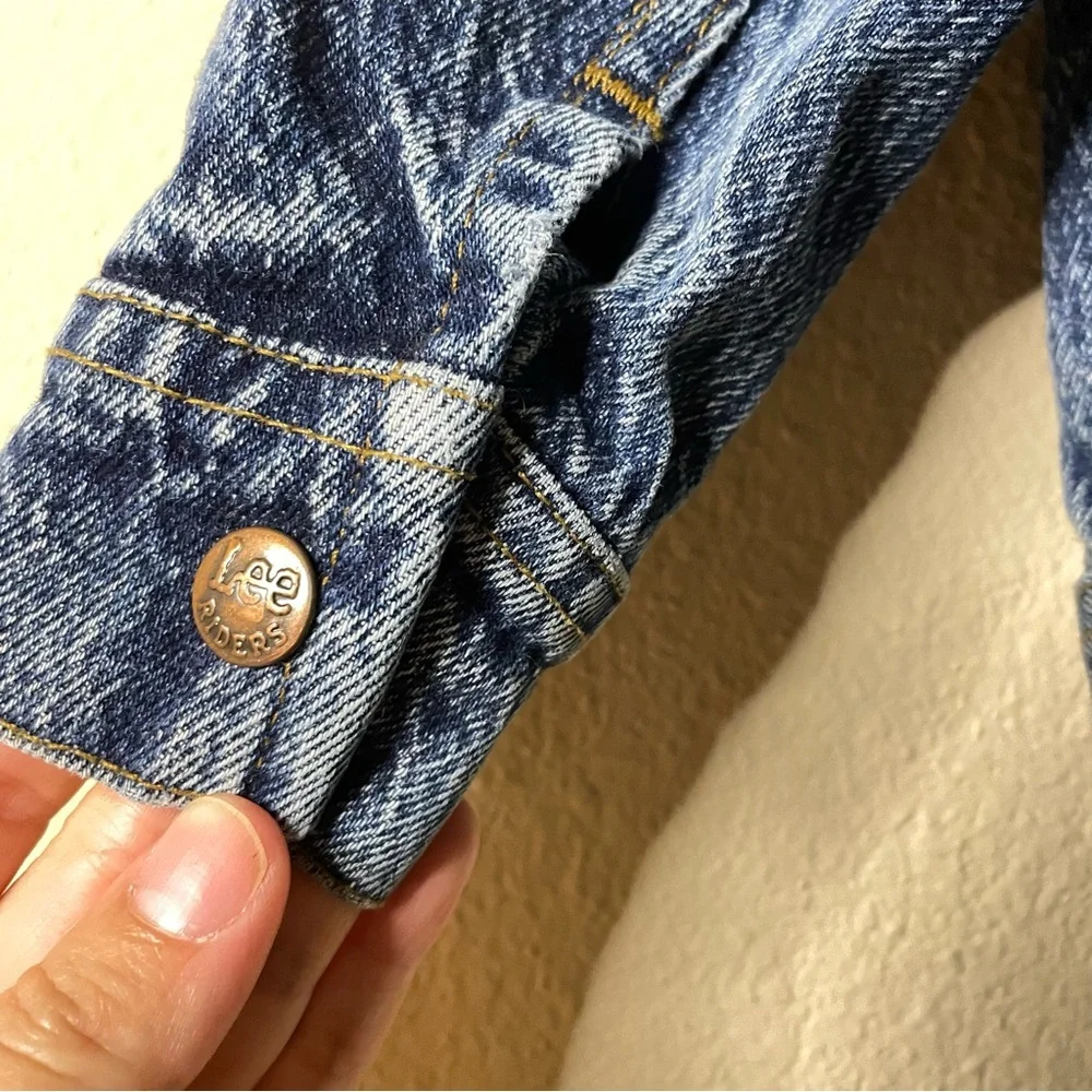 Vintage Lee Boys Girls Blue Denim Trucker‎ Jean Jacket Acid Wash Size 6